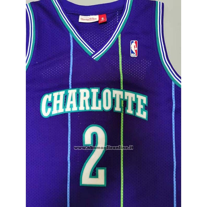 Maglia Charlotte Hornets Larry Johnson #2 Mitchell & Ness 1994-95 Viola